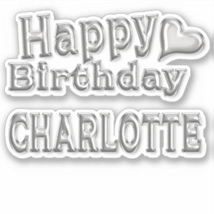 Autocollant Joyeux Anniversaire Charlotte argent