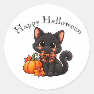 Autocollant Joyeux Halloween Chat Noir Mignon