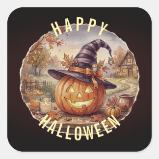 Autocollant Joyeux Halloween - Citrouille Vintage