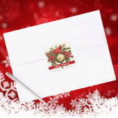 Autocollant Joyeux Noël Cardinal Rouge