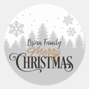 Autocollant Joyeux Noël gris et blanc - personnali