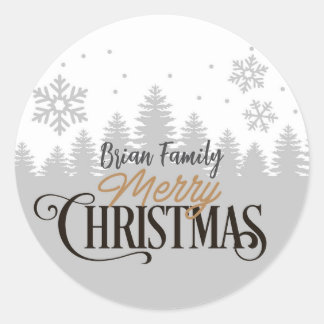 Autocollant Joyeux Noël gris et blanc - personnali