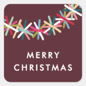 Autocollant Joyeux Noël Guirlande de Noël Colorée (Devant)