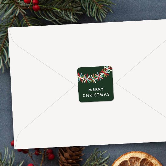 Autocollant Joyeux Noël Guirlande de Noël Colorée