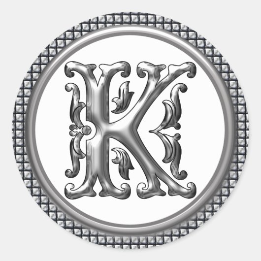 Autocollant K rond initial en argent (Devant)