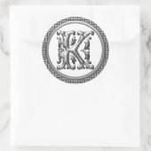 Autocollant K rond initial en argent (Sac)