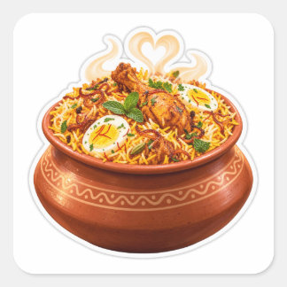 Autocollant Kawaii Biryani, ustensile de nourritur