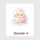 Autocollant Kawaii de Poussin Mignon dans une Tass (Feuille)