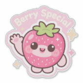 Autocollant Kawaii Fraise – Décoration pour Ordina (Devant)