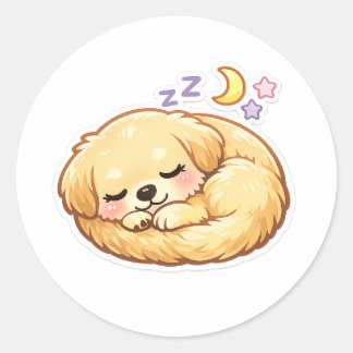 Autocollant Kawaii Golden Retriever Endormi – Mign