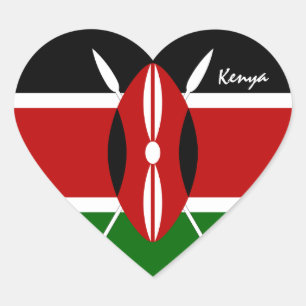 Autocollant Kenya, Cœur, Drapeau patriotique kenya