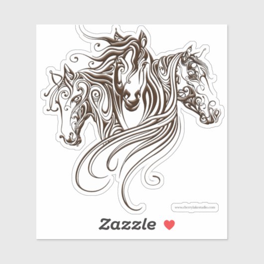 Autocollant Kiss Cut Cheval Orné (Feuille)