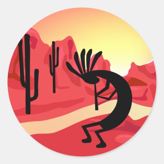 Autocollant Kokopelli Desert Sunset 3" (Devant)