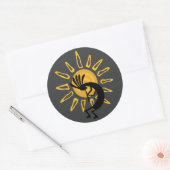 Autocollant Kokopelli Gold Sun Southwest Grey 3" (Enveloppe)