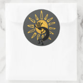 Autocollant Kokopelli Gold Sun Southwest Grey 3" (Sac)