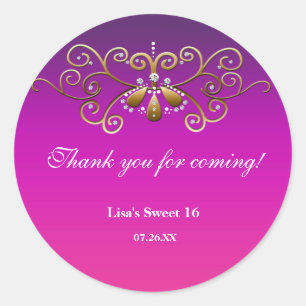 Autocollant Label Or Rose Violet Indian Princess