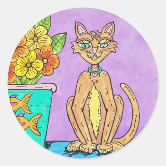 Autocollant Lady Kitten et Flowers (Devant)