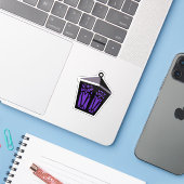 Autocollant Lanterne Hibou - Violet (Ordinateur portable avec iPhone)