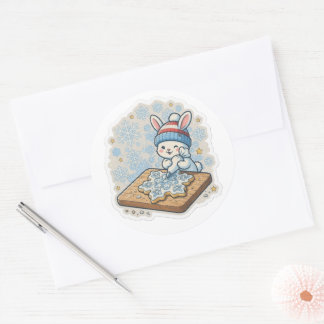 Autocollant lapin aux biscuits givrés, vinyle de b