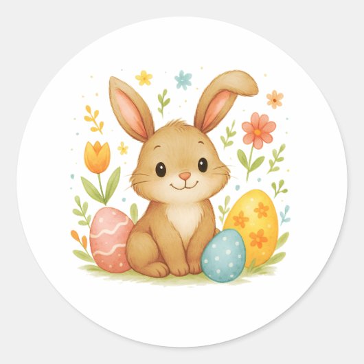 Autocollant Lapin de Pâques avec Œufs (Devant)