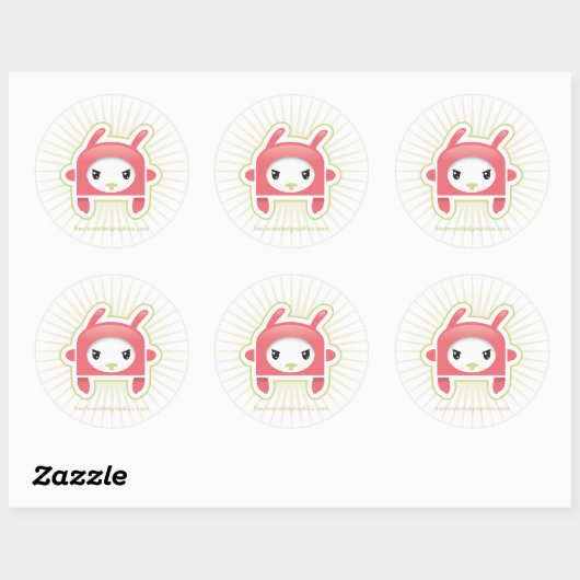 Autocollant lapin rose (Feuille)