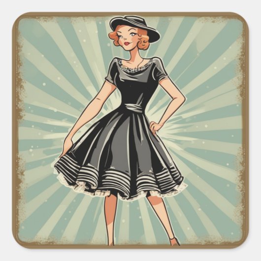 Autocollant LBD Vintage rétro (Devant)