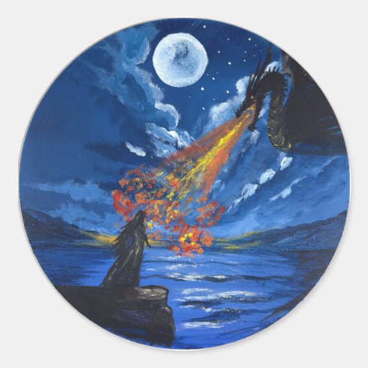 Autocollant - Le dragon - Œuvre d'art faite main (Devant)