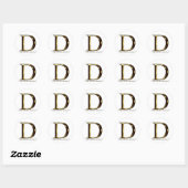 Autocollant lettre D or monogramme (Feuille)