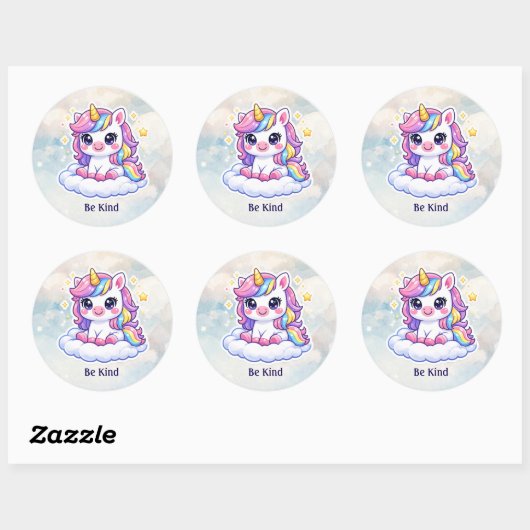 Autocollant Licorne Mignonne (Feuille)