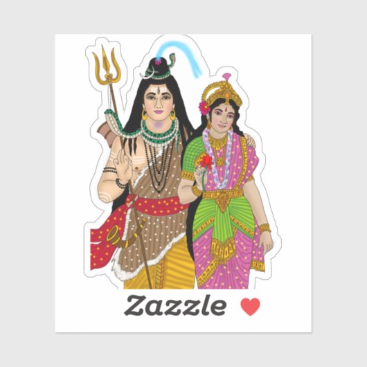 Autocollant Lord Shiv Parvati (Feuille)