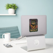 Autocollant Loup (Ordinateur portable sur le bureau)