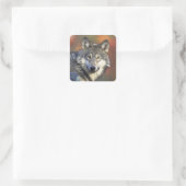 Autocollant Loup Gris (Carré) (Sac)