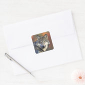 Autocollant Loup Gris (Carré) (Enveloppe)