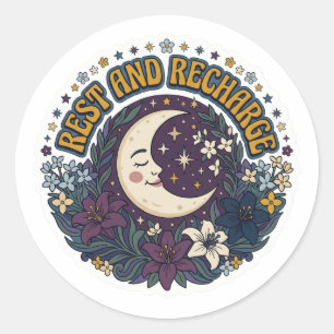 Autocollant Lune Repos et Recharge - Celesti Rétro