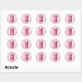 Autocollant Macaron rose avec bordure Parties scin (Feuille)