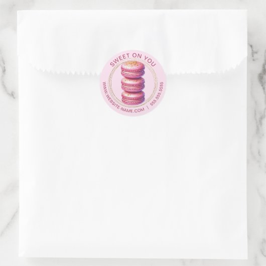 Autocollant Macaron rose avec bordure Parties scin (Sac)