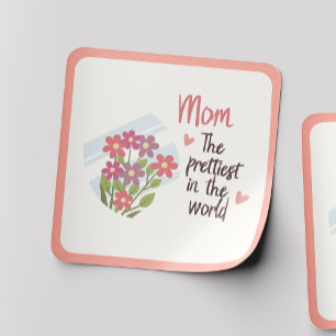 Autocollant Maman la plus jolie – Cadeau floral de