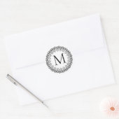 Autocollant Mandala Monogramme Initial Noir Blanc (Enveloppe)