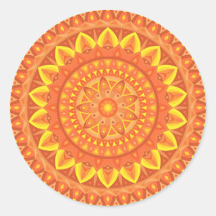Autocollant Mandala Orange Chaud Bohème Vibrant Es