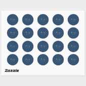 Autocollant Mariage à double ligne Monogramme bleu (Feuille)