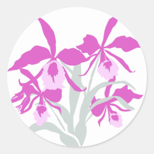 Autocollant mariage à orchidées violettes fleuries