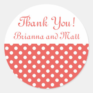 Autocollant Mariage à points Polka rouge et blanc