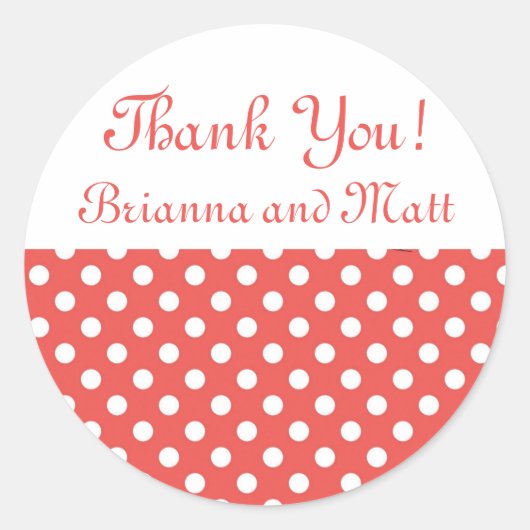 Autocollant Mariage à points Polka rouge et blanc (Devant)