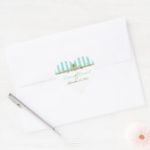 Autocollant Mariage Aqua, Blancs Scrolls Or (Enveloppe)