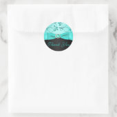 Autocollant Mariage Aqua et Black Floral Merci (Sac)