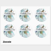 Autocollant Mariage Aqua Grey 3 Pierres (Feuille)