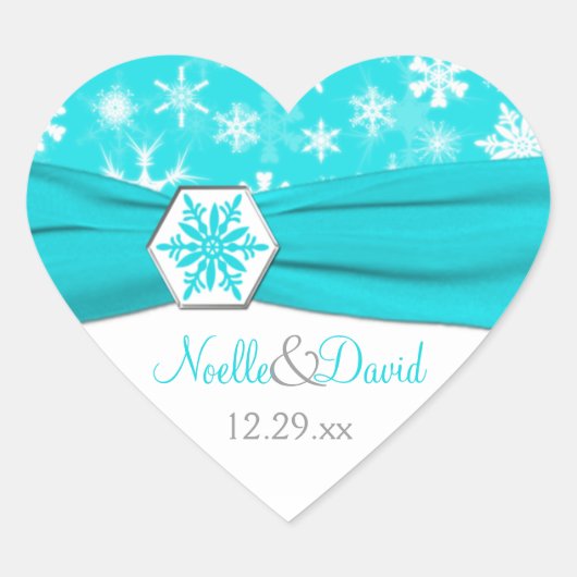 Autocollant Mariage Aqua, White, Grey Snowflakes (Devant)