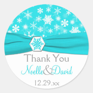 Autocollant Mariage Aqua, White, Grey Snowflakes