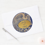 Autocollant Mariage Art Nouveau Peacock Gold Bleu (Enveloppe)