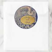 Autocollant Mariage Art Nouveau Peacock Gold Bleu (Sac)